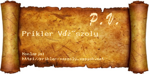 Prikler Vászoly névjegykártya